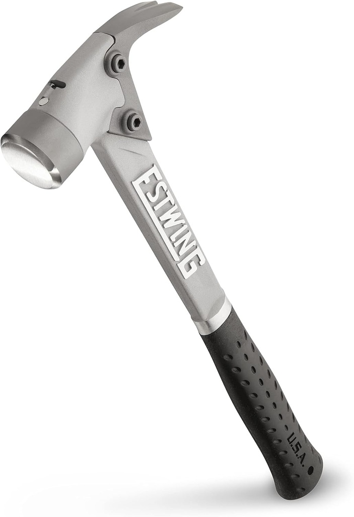 ESTWING AL-PRO Aluminum Framing Hammer - 14 Oz Straight Rip Claw with Smooth Face & Shock Reduction Grip - ALBK , Black
