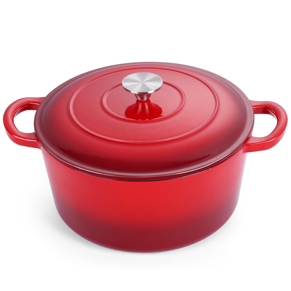 Walchoice 6 Quart Enameled Cast Iron Dutch Oven with Lid, Nonstick round Dutch Oven Pot with Dual Handles for Braising, Stews, - Red