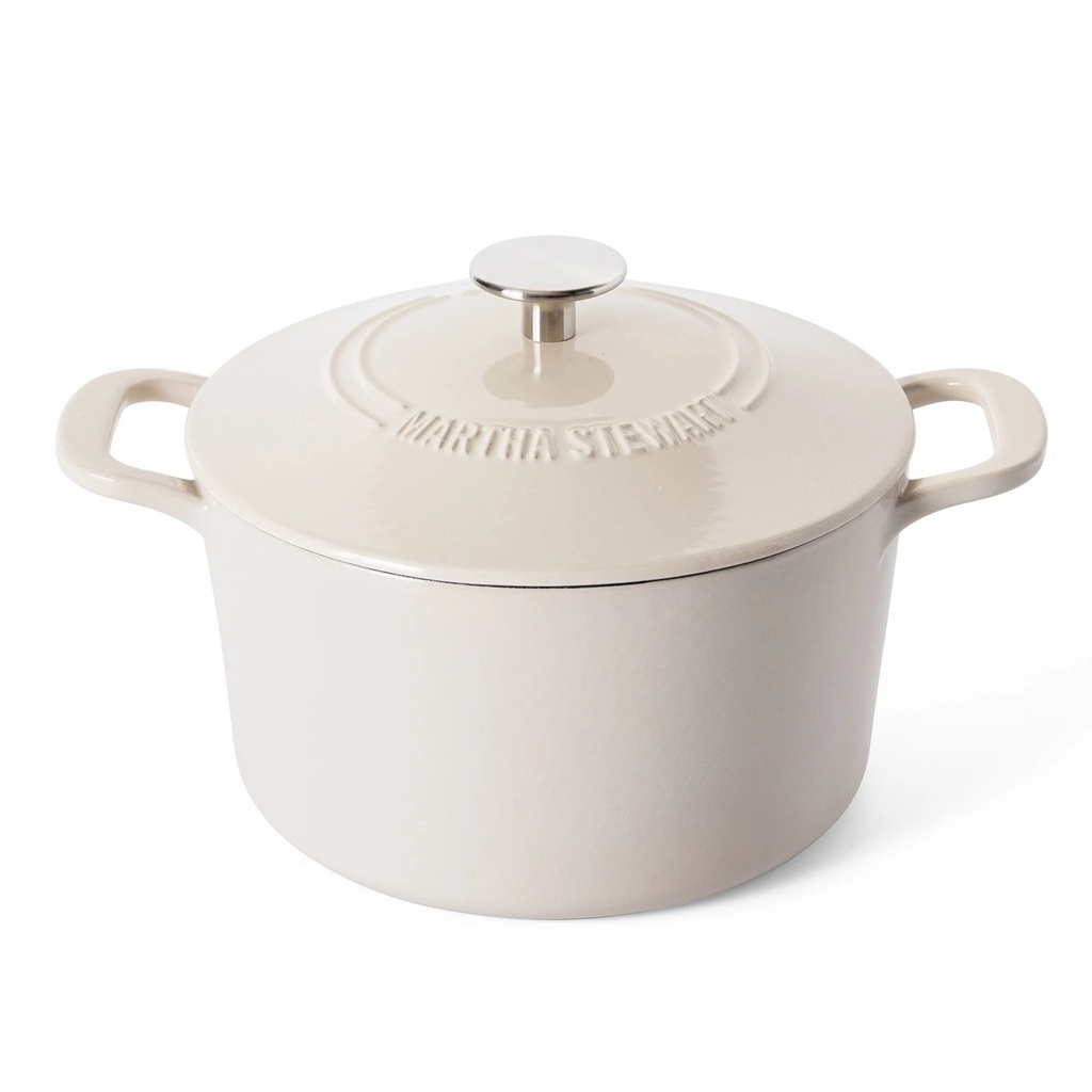 Martha Stewart Everyday Eastwick 4-Quart Linen Enamel Cast Iron Dutch Oven