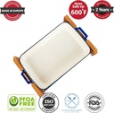 Lava Cast Iron Lasagna Pan, Three Layers of Enameled Cast Iron Lasagna Pan, Baking Tray with Service Stand, 10X16 Inch Rectangular Oven Safe Serving Dish (Blue)