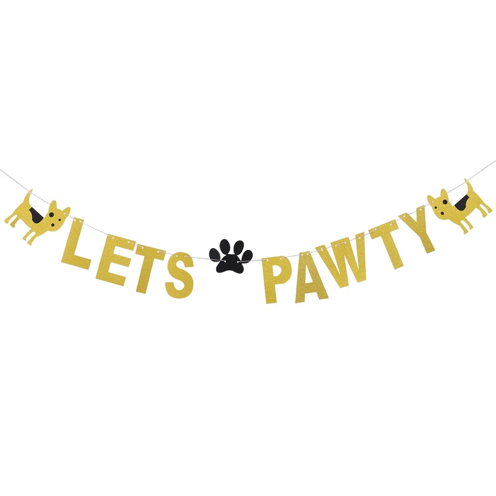 Frcolor 1Pc LETS PAWTY Banner Garland Pet Themed Banner Dog Banner Pet Party Supplies