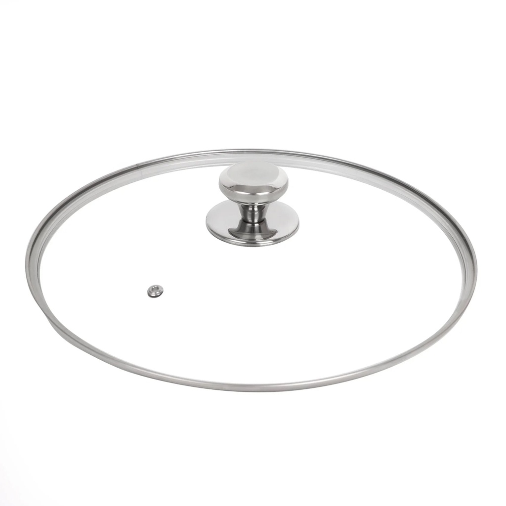12" Tempered Glass Lid for Frying Pan Pot, Clatine Replacement Cover with Aluminium Knob Stainless Steel Rim for 12 Inch Cookware, Skillets, Cast Iron, Cast Alluminium Pans, 30CM