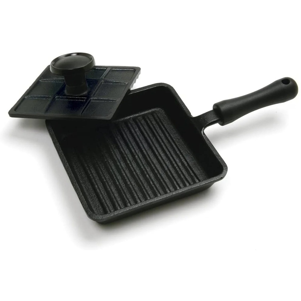 Norpro Mini Cast Iron Panini Pan with Press, 5.9 IN, as Shown