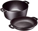 Bruntmor Heavy Duty Pre-Seasoned 2 in 1 Cast Iron Double Dutch Oven and Domed Skillet Lid - Versatile Healthy Design - Non-Stick - 5-Quart (Pre-Seasoned)