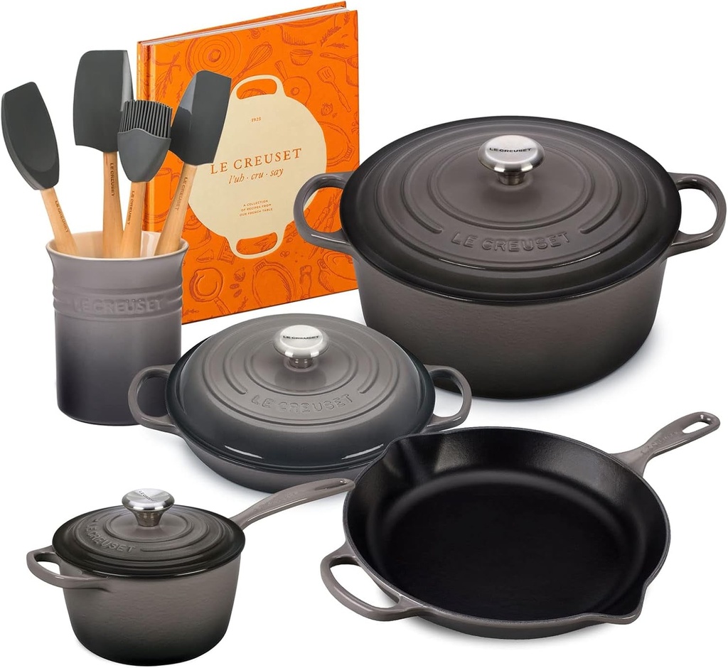 Le Creuset 13 Piece Newlywed Cast-Iron Cookware Bundle - Oyster