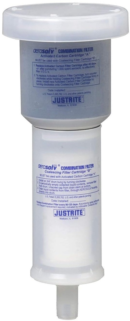 Justrite Aerosolv Replacement Combination Carbon Filter for 28202, Aerosol Can Recycling System, Coalescing, 28197