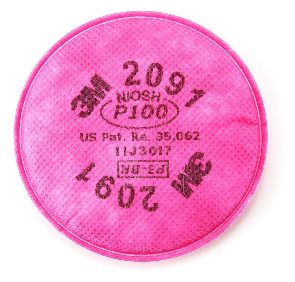 3M P100 Respirator Filter 2091, 50 Pairs, Helps Protect against Oil and Non-Oil Based Particulates, Lead, Asbestos, Arsenic, MDA