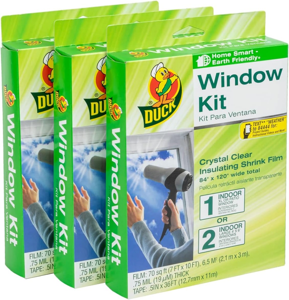 Duck Brand Window Insulation Kit for Indoor Extra Large Windows or Patio Doors, 84 in X 120 In, 3-Pack