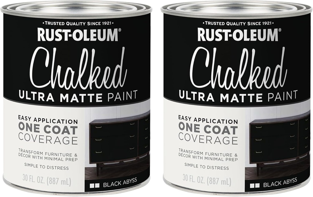 Rustoleum 391444-2PK Chalked Black Abyss Ultra Matte Interior Paint, 30 Oz., Black Abyss, (2 Pack)