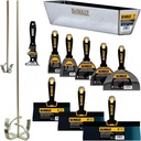 DEWALT Deluxe Blue/Carbon Steel Hand Tool Set | 8/10/12" Taping Knives, 3/4/5/6/8" Putty Knives, 2 Mud Mixers + Free Bonus 14" Mud Pan | DXTT-3-610