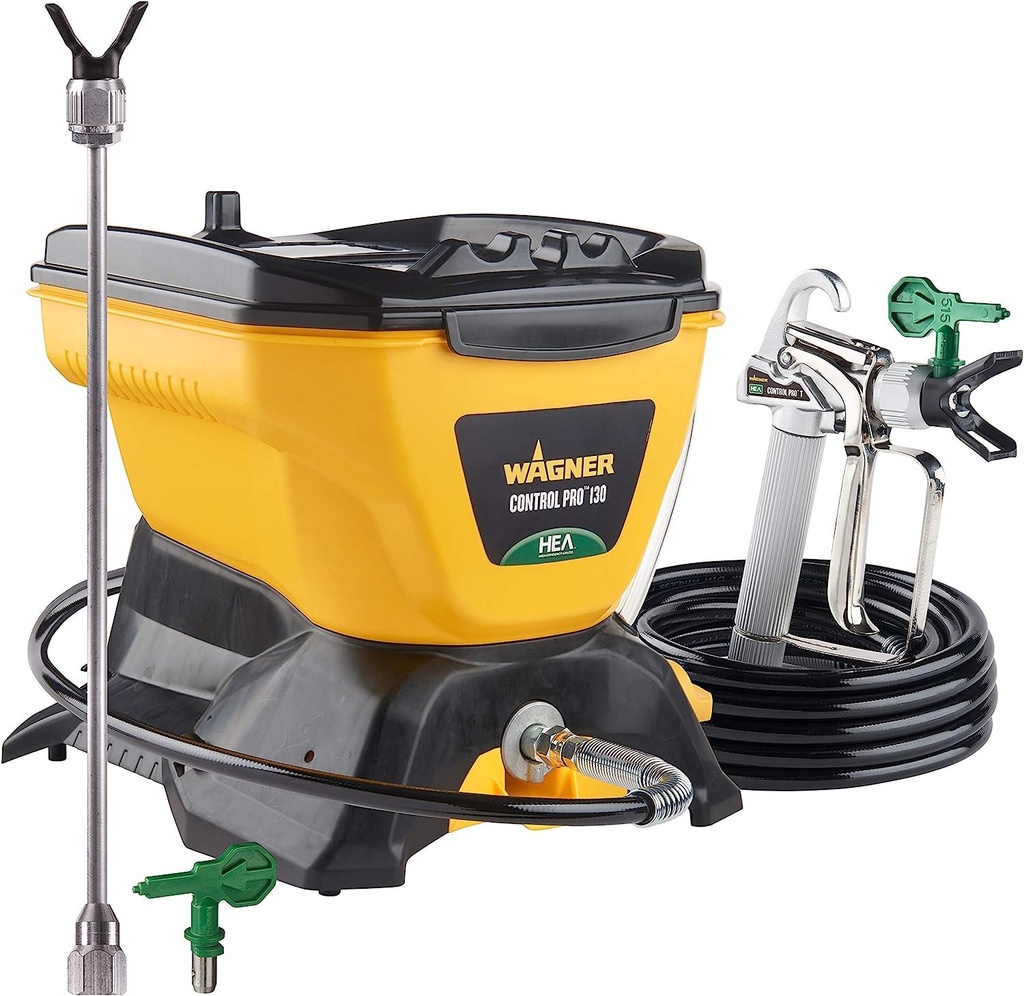 Wagner Spraytech 2422951 Control Pro 130 Paint Sprayer Kit, High Efficiency Airless Sprayer with Low Overspray & 12" Extension, 515 & 413 Tip for Large Projects, Yellow