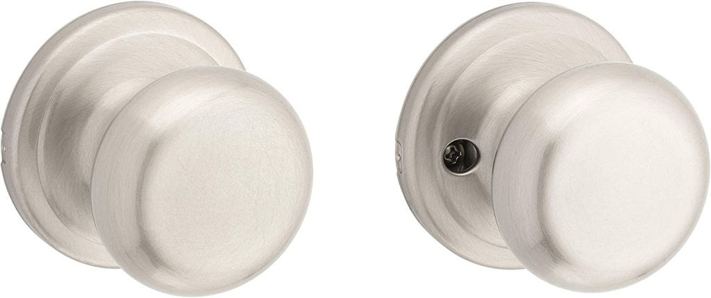 Kwikset Juno Interior Passage Door Knob, Handle for Closet and Hallway Doors, Non-Locking Doorknob in Satin Nickel, with Microban Protection