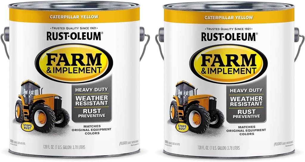 Rust-Oleum 280179-2PK Farm & Implement Enamel Paint, Gallon, Caterpillar Yellow, 2 Pack