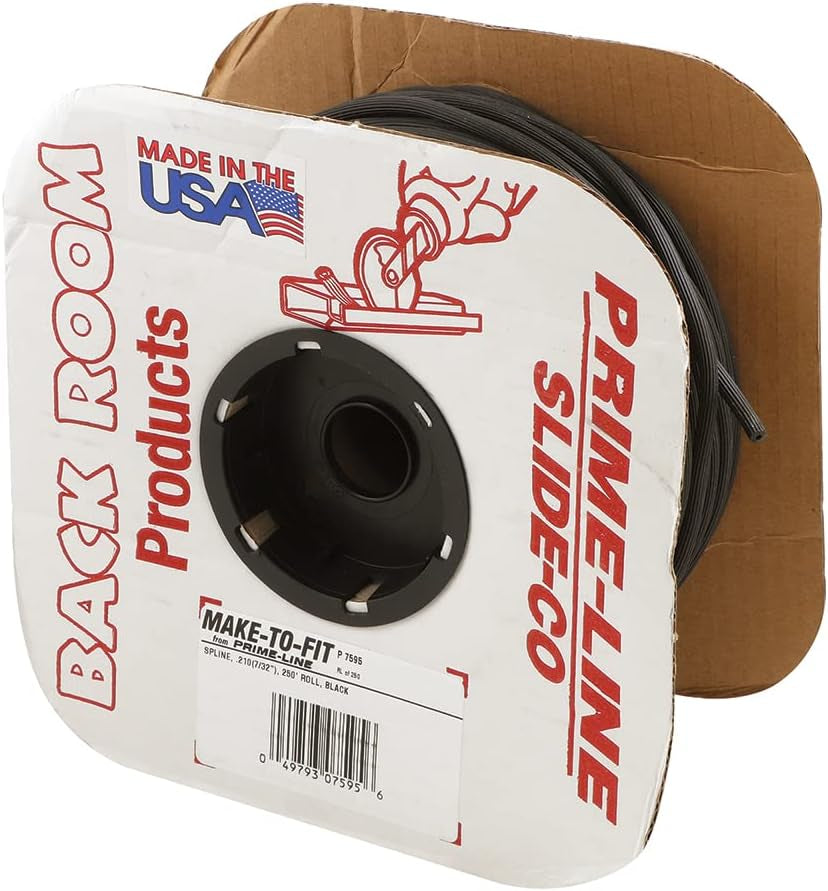 Prime-Line P 7595 0.21 In. X 250 Ft. Roll Black Spline (1 Roll)