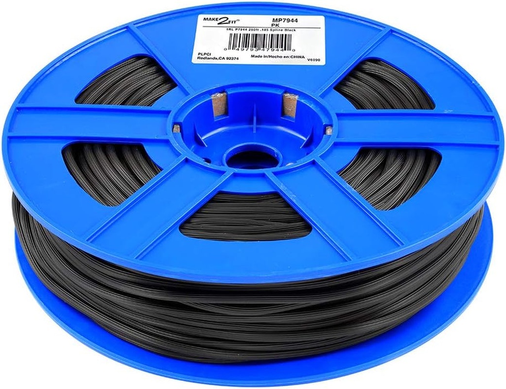 Prime-Line MP7944 Screen Retainer Spline, 0.185 In. (3/16 In.), Black, 250 Foot (1 Roll)