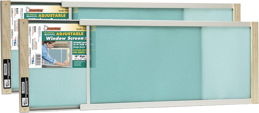 Frost King 2AWS1145 WB Marvin Adjustable Window Screen, 10In High X Fits 25-45In Wide (2-Pack), Natural, 2 Count