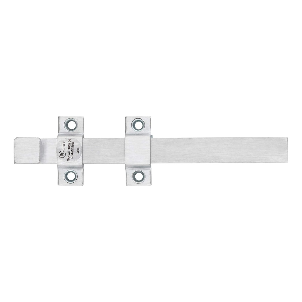 Tell Manufacturing DT100017 Solid Brass with Satin Chrome Finish, 8" Surface Bolt