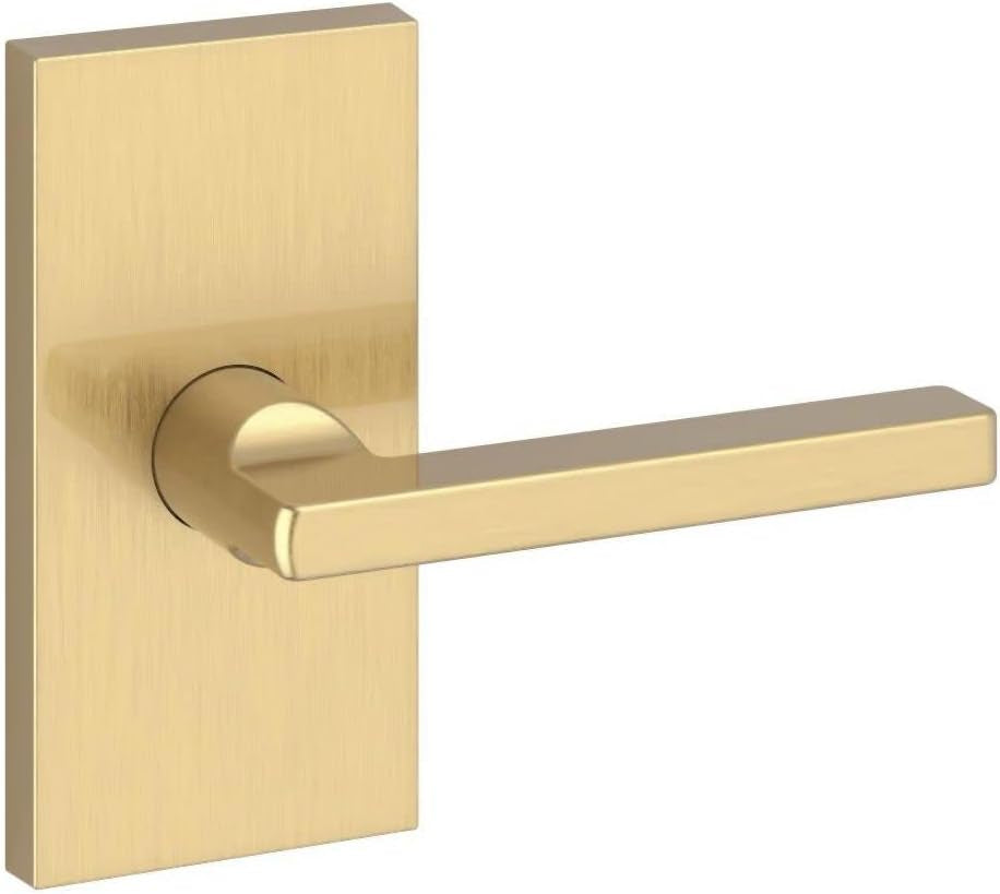 Baldwin PSSQUCFR044 PS.SQU.CFR Square Passage Door Lever Set with 5 Inch Rectangle Rose from the Reserve Collection