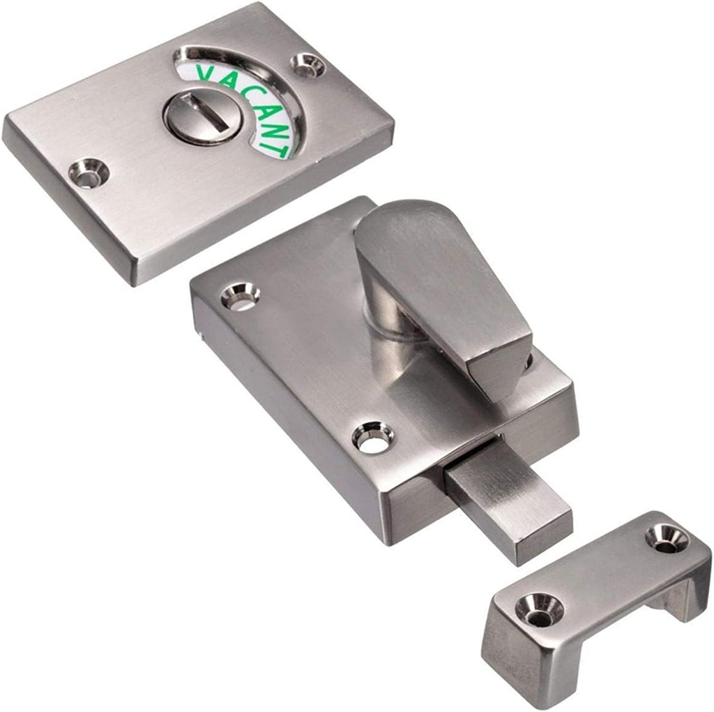 2PCS Bathroom Stall Door Latch, Latch Indicating Lock, Stainless Steel Occupied Door Lock, Vacant or Engaged Bathroom Indicator Privacy Handle Lock, Restroom Door Lock Latch(Satin Nickel)
