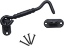 Tambee 3.7" Sliding Barn Door Latch Lock for Locking Barns, Sliding and Double Doors, Gates, Garage and Shed Doors - Cast Iron Heavy Duty Hook and Eye Latch Hand Forged with Screws