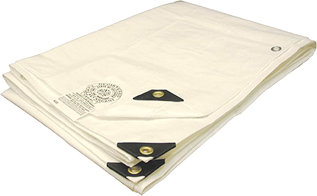 Tarps Now Waterproof Fire Retardant Poly Tarps (24' X 30')- with Aluminum Grommets - Multipurpose Heavy Duty Tarpaulin Sheet Cover for Canopy, Camping, Patio-White Tarp,' (Actual Size 23'-6" X 29'-6")