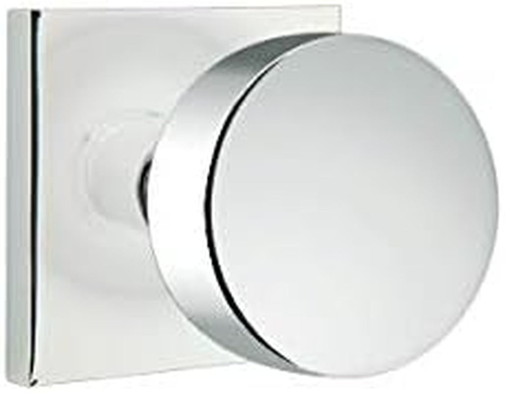 EMTEK Square Rosette Privacy Set with Matching Finish round Knob - Choice of 7 Finishes - 5210ROUUS26 - Polished Chrome (US26)