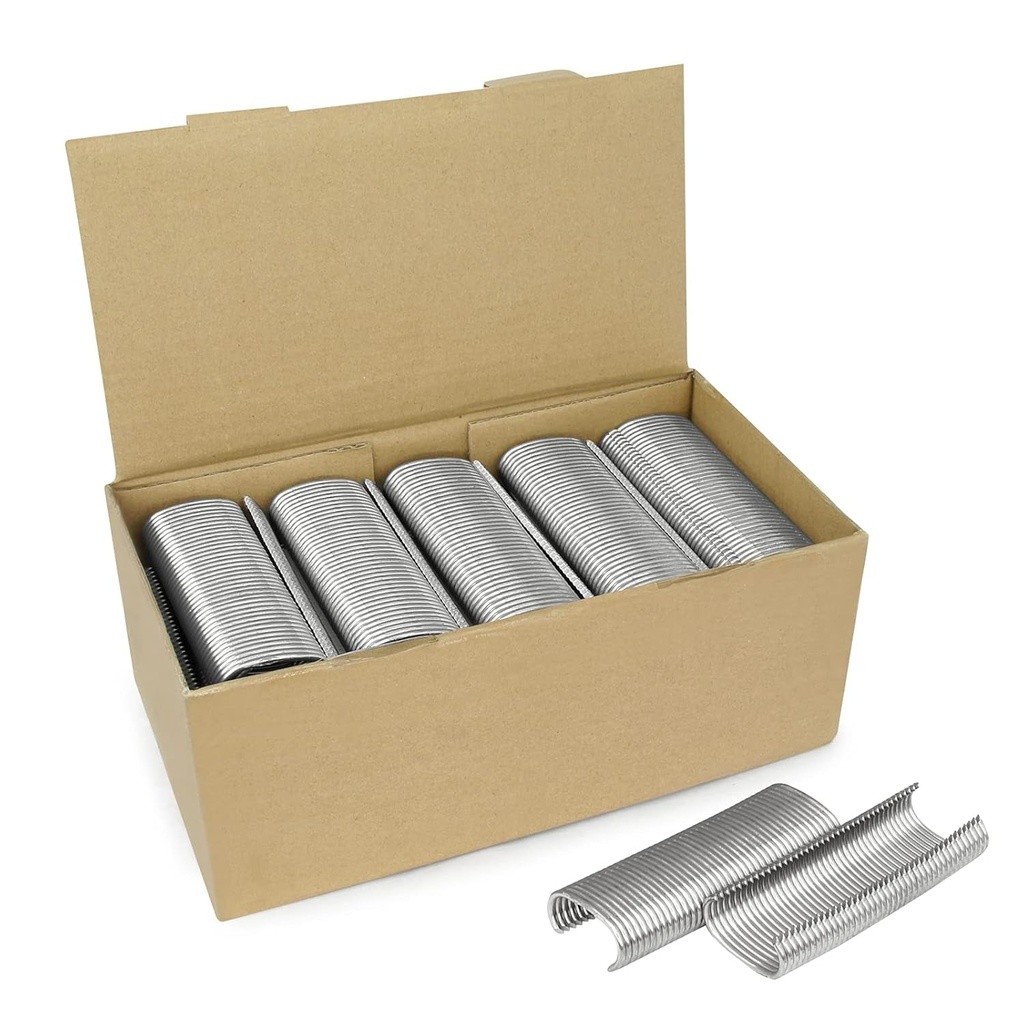 KIMSING - 11 Gauge 304 Stainless Steel Hog Ring Staples, 1-3/4" (45Mm) Crown, 1600 Pcs/Box, Fasteners for C50, Heavy Duty Wire Fencing, Gabion