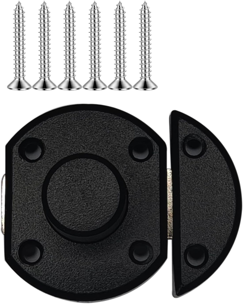Minmhdongx-Bolt Lock Solid Revolving Door Lock for Sliding Compartment Right Angle Door Wooden Fence Toilet Bathroom (Black)