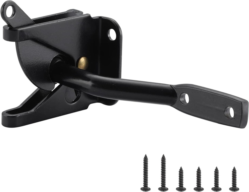 HOME MASTER HARDWARE Gate Latch for Wooden Fence Gates, Self-Locking Gate Latches, Heavy Duty Wood Door Hardware Kit for Outdoor Farm Garden Yard Pool