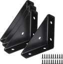 4 Pack Bed Corner Support, Shelf Brackets Hidden Type Triangular Bracket Fastener, Cold Rolled Steel Braces Joining Support for Desk Bed Edge (Black)