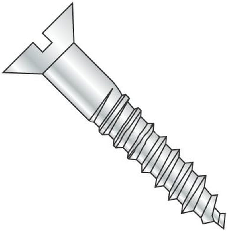 #5 X 3/4" Wood Screws, Flat Head, Slotted Drive, Brass, Plain Finish (Quantity: 100 Pcs)