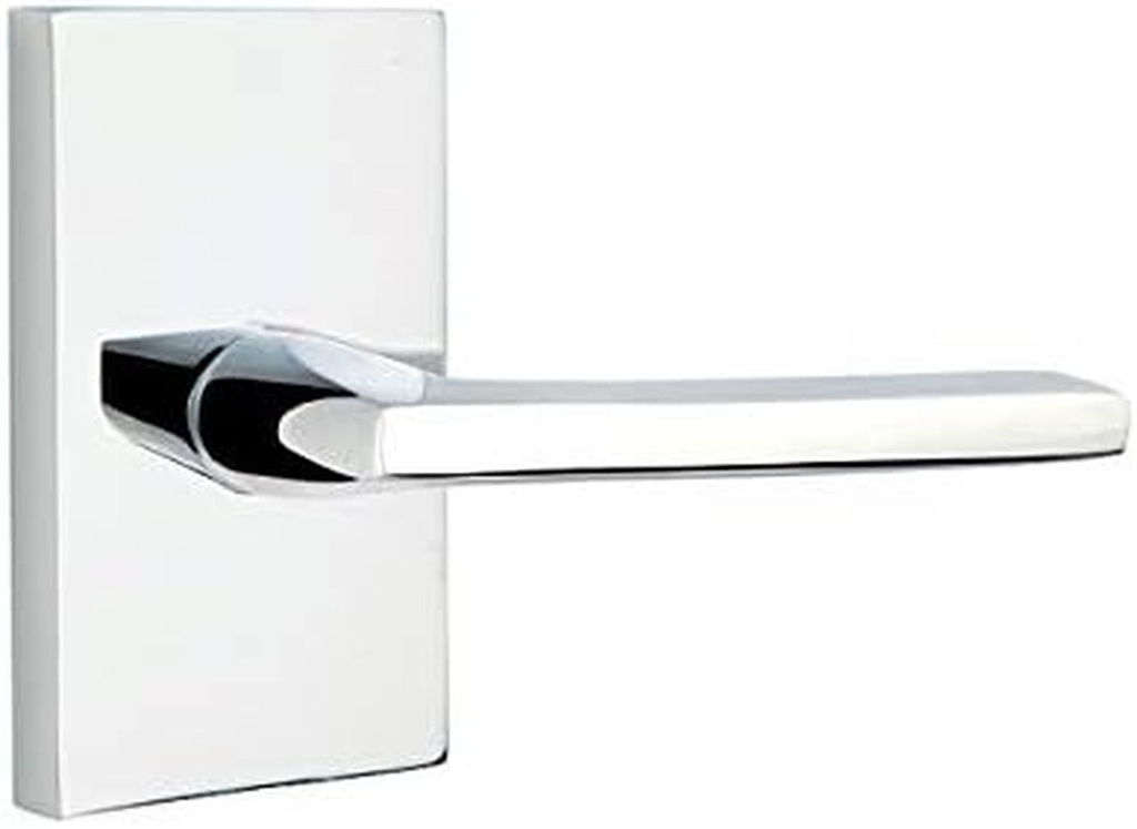 Emtek Passage Set, Modern Rectangular Rosette, Helios Lever, Polished Chrome, LH