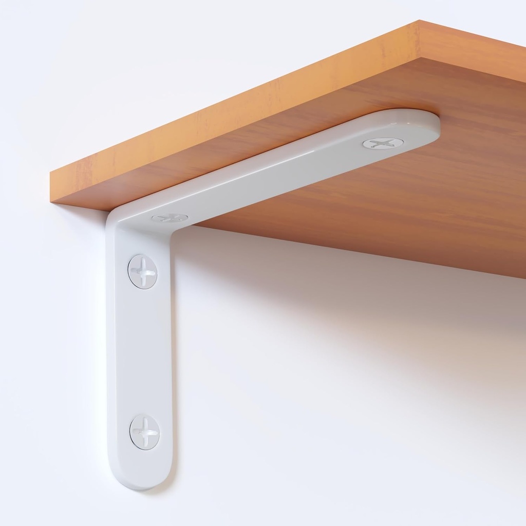 4 Pcs White L Shelf Bracket,5 Inch/123X80X3.5Mm Steel Heavy Duty Corner Brace,Joint Angle Bracket Wall Hanging Floating Shelf Bracket for Decorative