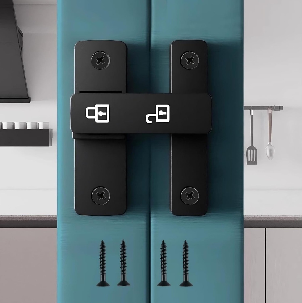 Barn Door Lock Latch – Luminous Heavy Duty Latch Sliding Lock – Home Security Door Lock for Bathroom, Garage, Bedroom, Cabinet, Barn – Durable Zinc Alloy Security Door Lock (180 Degree Door)