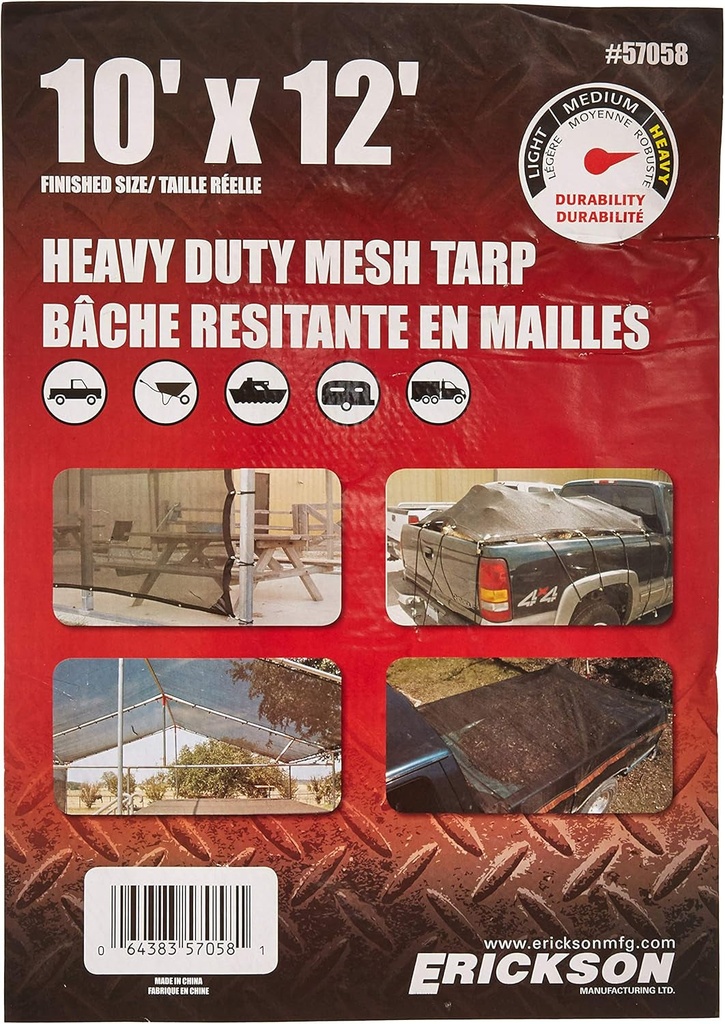 Erickson 57058 Heavy Duty Mesh Tarp, 10' X 12'