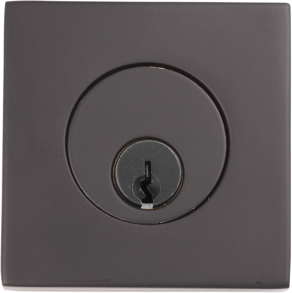 Emtek 8369 Square Style Brass Modern Double Cylinder Deadbolt, Flat Black