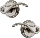 Baldwin Tobin, Entry Door Handle Reversible Lever with Keyed Lock Featuring Smartkey Re-Key Technology and Microban Protection, in Satin Nickel