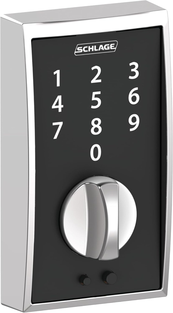 SCHLAGE BE375 CEN 625 Touch Keyless Touchscreen Electronic Deadbolt Lock, Bright Chrome