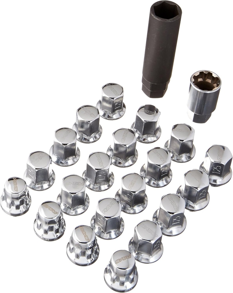 Rays W1712125C Chrome (M12 X 1.25 Thread Size) Hex Lock and Nut Set
