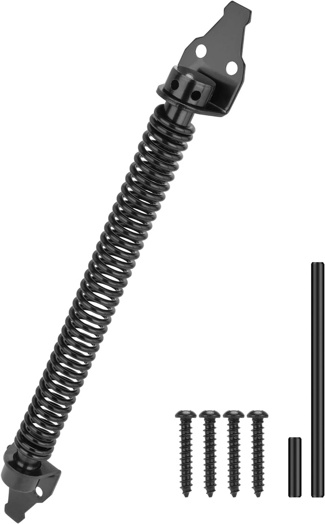 14" Self Closing Gate Spring Heavy Duty Door Springs to Close Door, Adjustable Tensioner Automatic Gate Closure, Suitable for Wooden Gate, Vinyl Fence, Steel Door, Black, 1 Pack