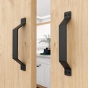 WINSOON Rustic Barn Door Handles, Set of 2 Pcs Black Painted Solid Steel Gate Handle Pull, Comfortable & Handy, 8-11/16’’ Heavy Duty Hardware Snugly Fits for Cabinet Fence Drawer