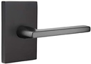 Emtek Passage Set, Modern Rectangular Rosette, Helios Lever, Flat Black, RH