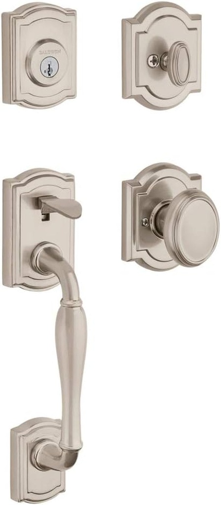 Baldwin Wesley, Front Entry Handleset with Interior Knob, Featuring Smartkey Deadbolt Re-Key Technology and Microban Protection, in Satin Nickel
