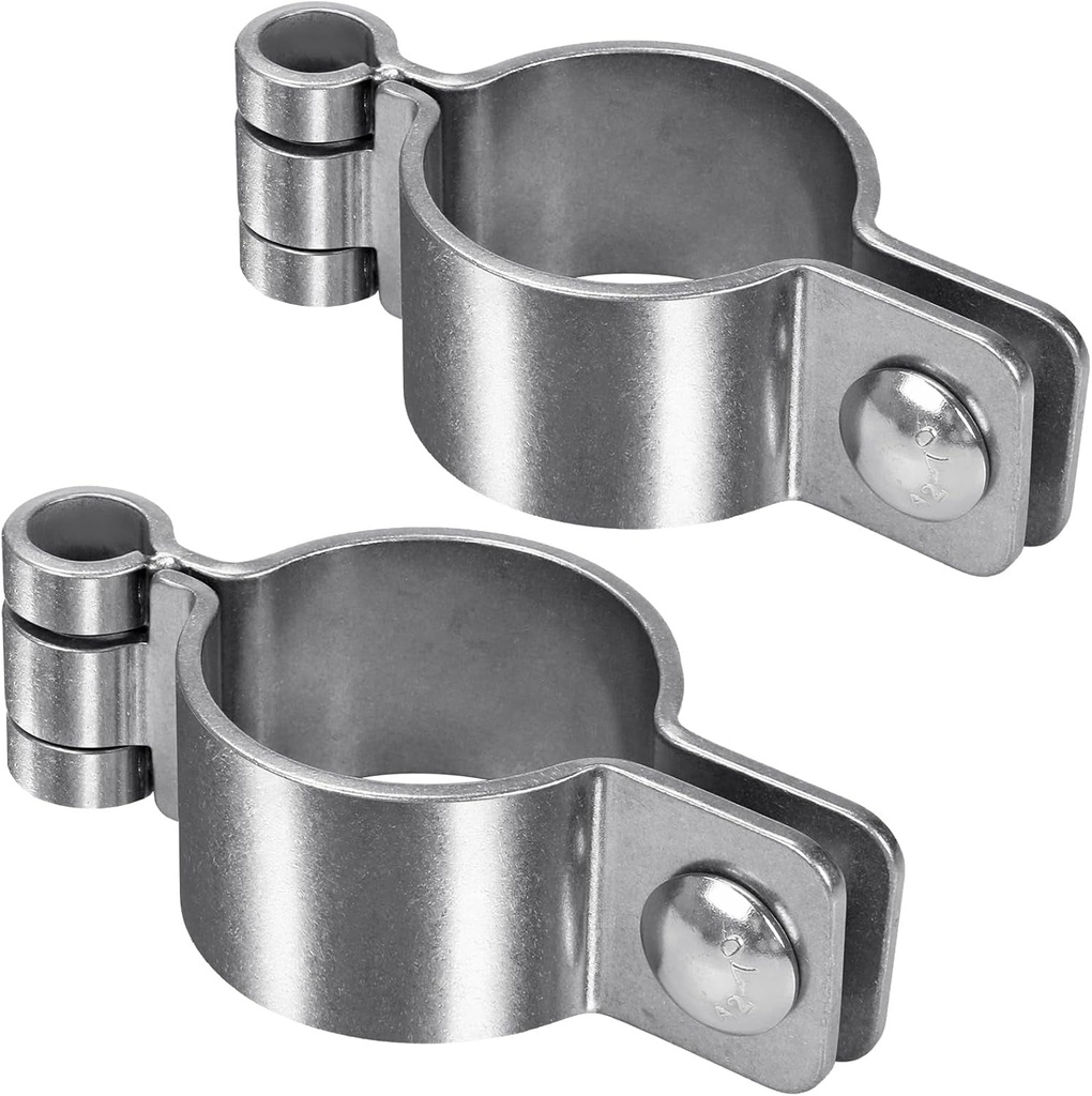 304 Stainless Steel Thick Gate Hinges, Heavy Duty Chain Link Fence Parts, 2Pack Chain Link Fence Gate Frame Hinge for 2-3/8'' Outer Diameter Post/Pipe, Female Gate Hinge with 5/8''