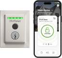 Kwikset Halo Touch Fingerprint Wi-Fi Smart Lock, Keyless Entry Door Low Profile Deadbolt, Geofence Auto-Unlock, Grade AAA Certified, No Hub Easy Install, Satin Nickel Lifetime Finish Warranty, Square