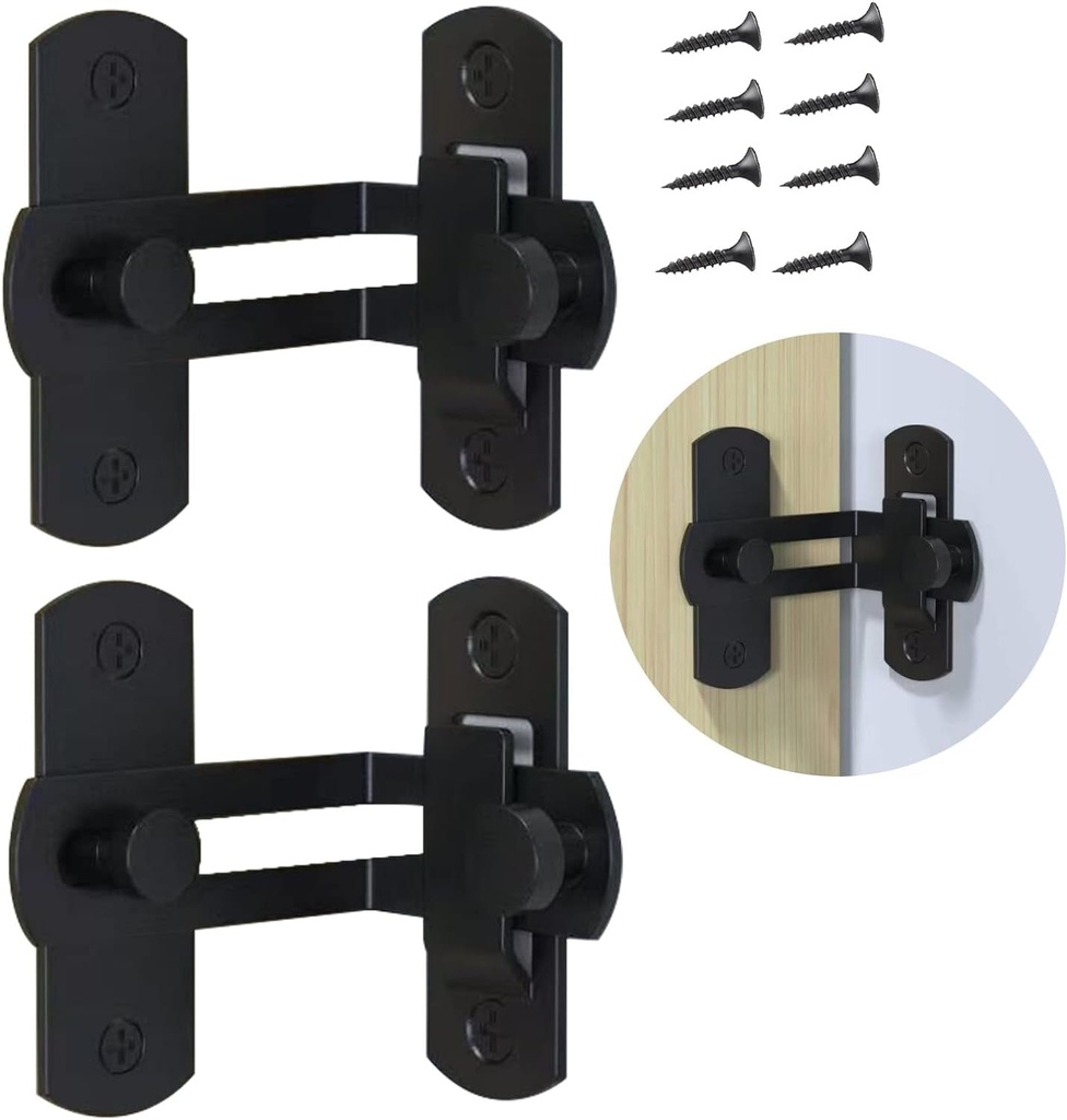 Flip Door Sliding Latch, 90 Degree Stainless Steel Latch, Safety Door Lock, Right Angle Curved Door, Buckle, Brushed Finish Extra Large Size (70MM)