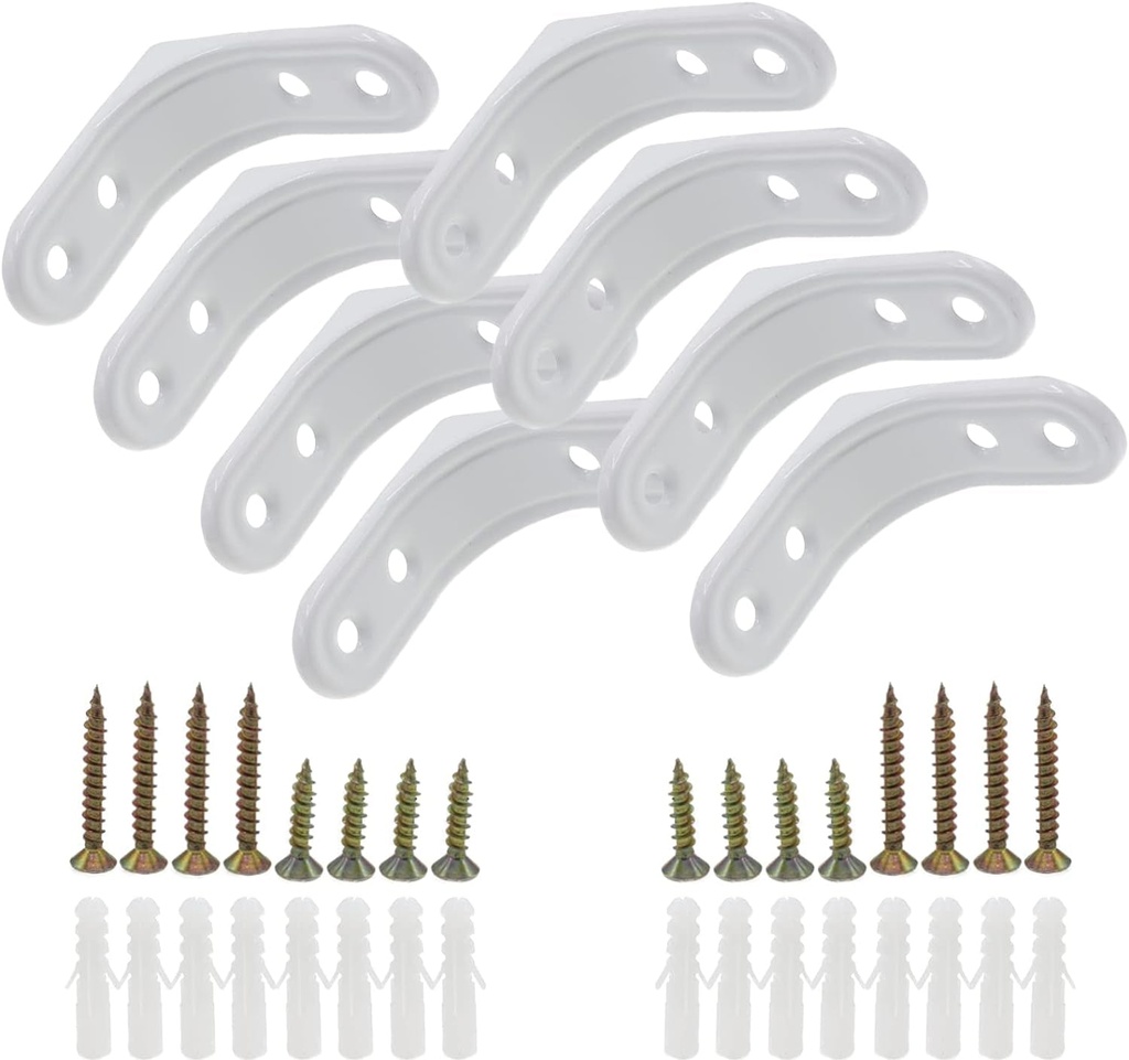 8Pcs 2 Inch L Brackets, Heavy Duty Wall Mount White L Corner Brackets Braces for Wood, Shelves, Cabinets, 90 Degree Triangle Shelf Support with Screws, Small Right Angle Bracket