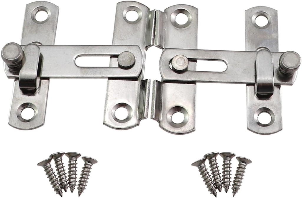 2PCS Stainless Steel Flap Latch Small Door Latch Safety Bolt Latch with 8Pcs M4X16 Screws for Barn Wooden Fence Sliding Door Latch anti Burglary Door Pet Cage Latch Cabinets