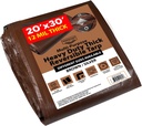 [20'X30'] RSW Heavy Duty Waterproof 12 Mil Safety Reversible Tarp Cover, UV Resistant, Rip and Tear Proof Tarpaulin with Reinforced Edges - for Roof, Camping, Patio, Pool Cover, Boat (Brown/Silver)