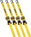 DEWALT DXBC18004 Black/Yellow 1.25" X 12' Ratchet Tie down Straps - Light-Weight Cargo Hauling (1800 Lb Break Strength), 4 Pack